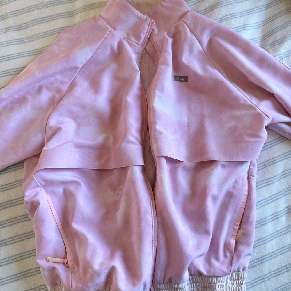 Figs Women's Light Pink Bomber Zip Jacket